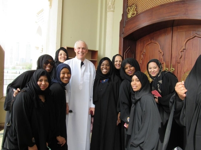 Dr. Randolph and students in the Al Noor Mosque.